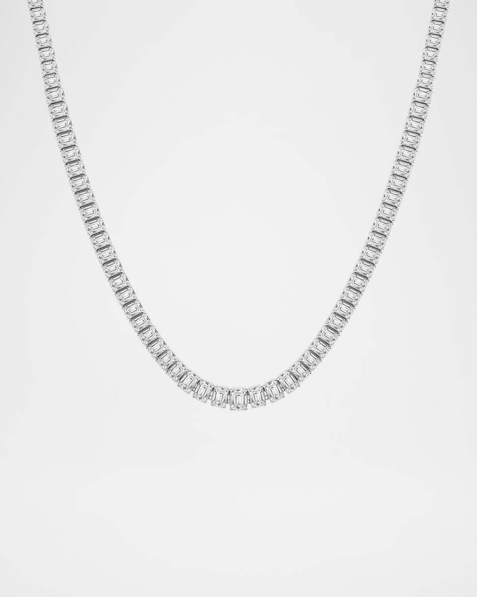 Lab Grown Diamond 18K White Gold Tennis Necklace, 18"L, 24tcw